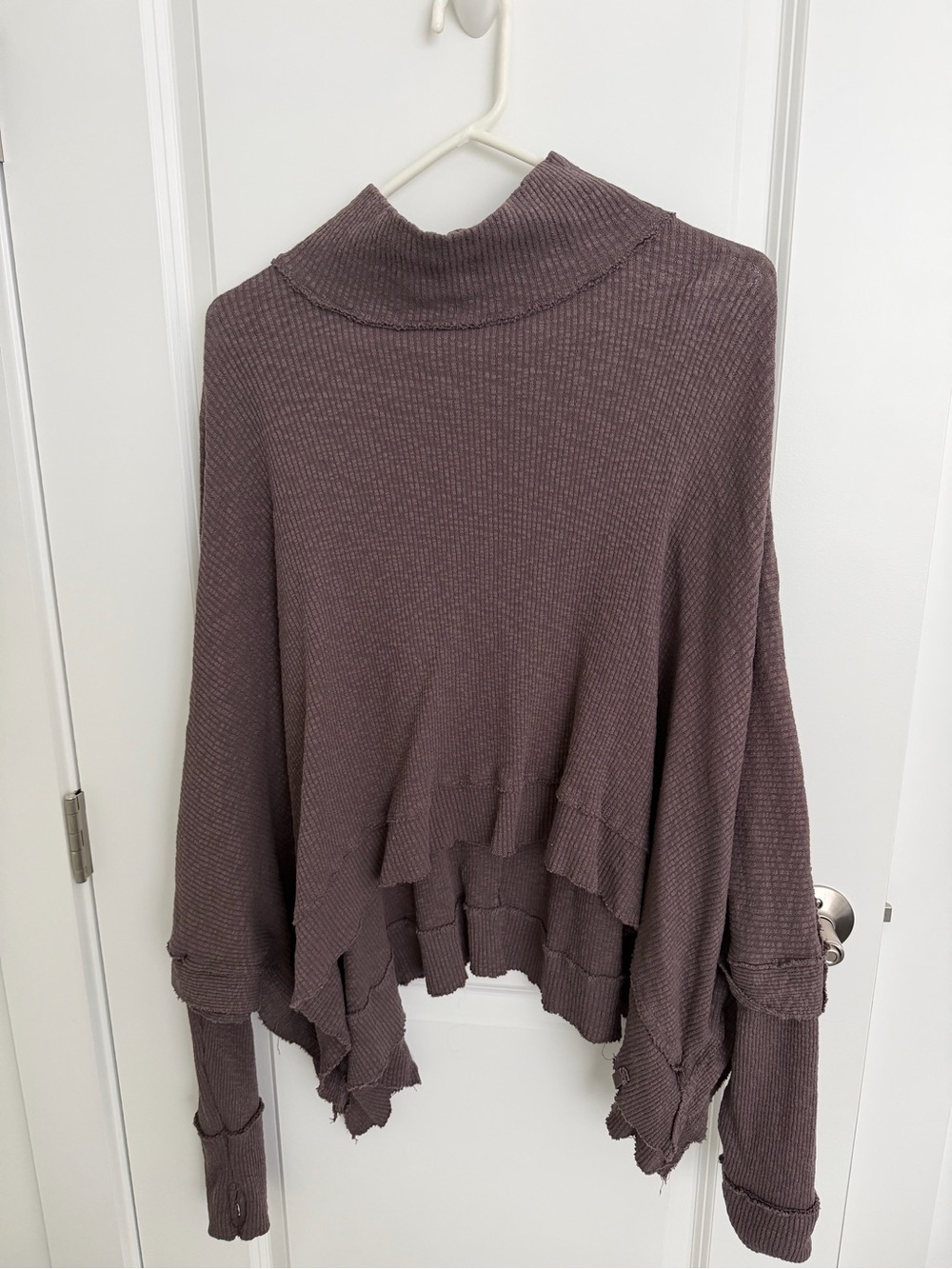 We The Free Mauve Layered Ruffle Mock Neck Sweater